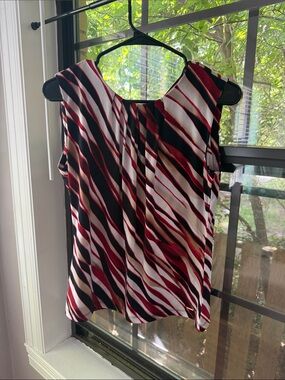 Calvin Klein Red Black White Striped Sleeveless Camisole